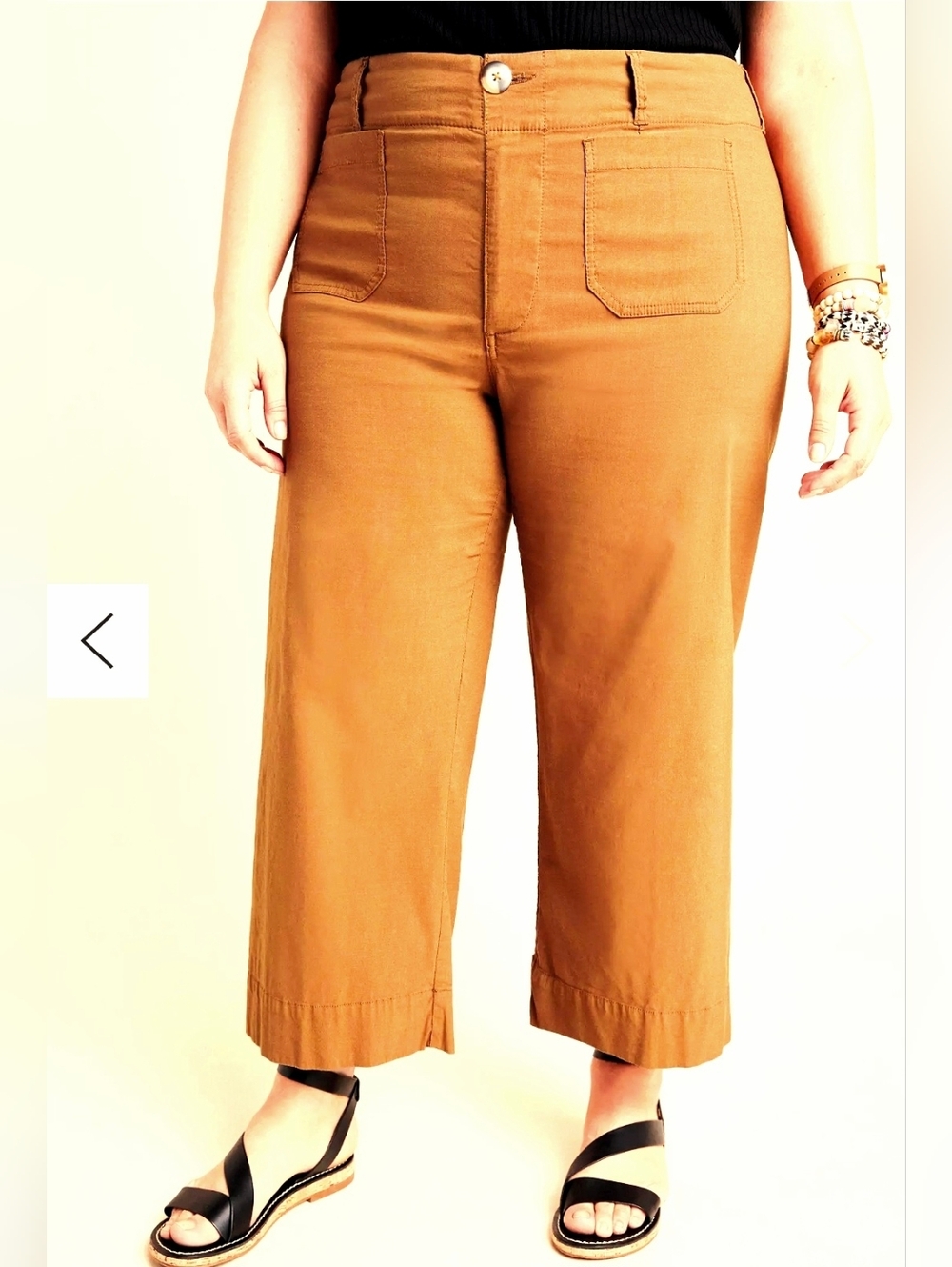 Pilcro Anthropologie 24w High-Rise Wide-Leg Crop Pants in Peach